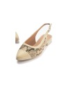 JucaZapatos - Pitillos 11174 - CREMA - Bailarina destalonada con tacón bajo, punta fina y animal print Crema