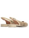 JucaZapatos - Pitillos 11174 - CREMA - Bailarina destalonada con tacón bajo, punta fina y animal print Crema