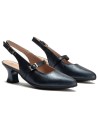 JucaZapatos - Pitillos 11183 - MARINO - Zapato salón destalonado con tacón medio, en piel laminada y pulsera Marino