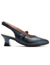 JucaZapatos - Pitillos 11183 - MARINO - Zapato salón destalonado con tacón medio, en piel laminada y pulsera Marino