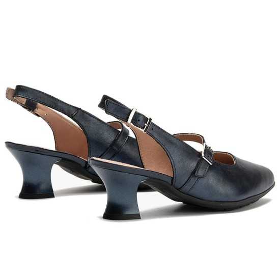 JucaZapatos - Pitillos 11183 - MARINO - Zapato salón destalonado con tacón medio, en piel laminada y pulsera Marino