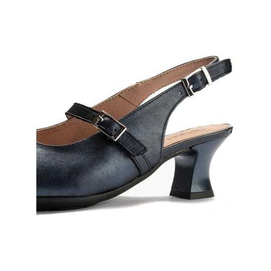 JucaZapatos - Pitillos 11183 - MARINO - Zapato salón destalonado con tacón medio, en piel laminada y pulsera Marino