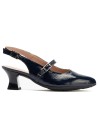 JucaZapatos - Pitillos 11184 - MARINO - Zapato salón destalonado con tacón medio, en piel charol y pulsera Marino