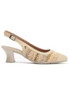 JucaZapatos - Pitillos 11185 - CREMA - Zapato salón destalonado con tacón medio, en piel napa y rafia Crema