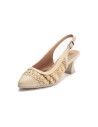 JucaZapatos - Pitillos 11185 - CREMA - Zapato salón destalonado con tacón medio, en piel napa y rafia Crema