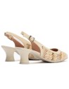 JucaZapatos - Pitillos 11185 - CREMA - Zapato salón destalonado con tacón medio, en piel napa y rafia Crema