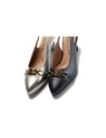 JucaZapatos - Pitillos 11186 - MARINO - Zapato salón destalonado con tacón medio, con adorno y piel laminada Marino