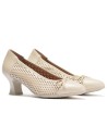 JucaZapatos - Pitillos 11187 - ORO - Zapato de salón con tacón medio, punta fina y adorno Oro