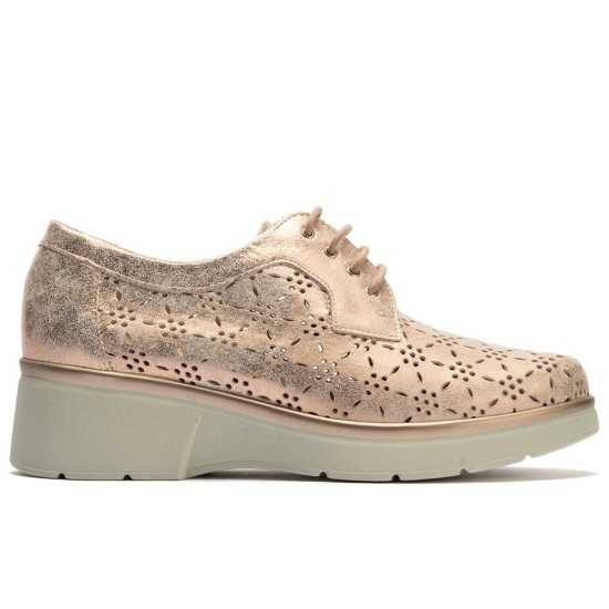 JucaZapatos - Pitillos 11240 - NUDE - Blucher con cordones, cuña y piel fantasía Nude