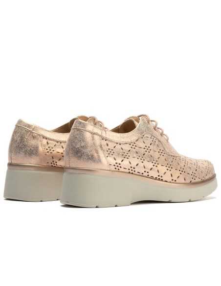 JucaZapatos - Pitillos 11240 - NUDE - Blucher con cordones, cuña y piel fantasía Nude