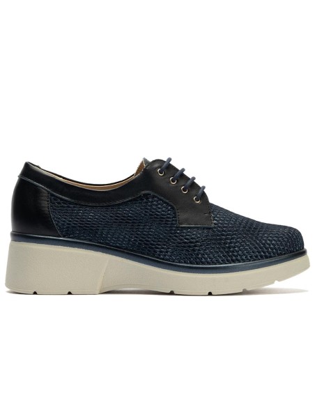 JucaZapatos - Pitillos 11241 - MARINO - Blucher con cordones, cuña y tejido Marino