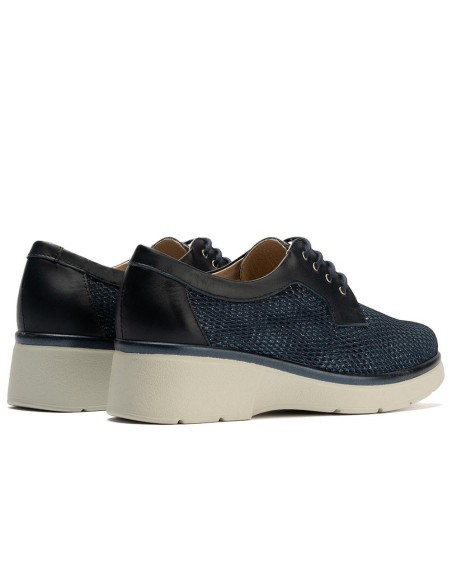 JucaZapatos - Pitillos 11241 - MARINO - Blucher con cordones, cuña y tejido Marino