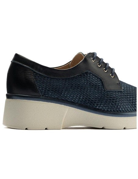 JucaZapatos - Pitillos 11241 - MARINO - Blucher con cordones, cuña y tejido Marino