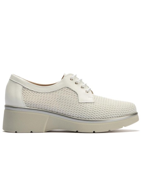 JucaZapatos - Pitillos 11241 - BLANCO - Blucher con cordones, cuña y tejido Blanco