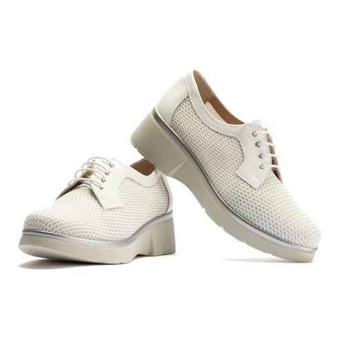 JucaZapatos - Pitillos 11241 - BLANCO - Blucher con cordones, cuña y tejido Blanco