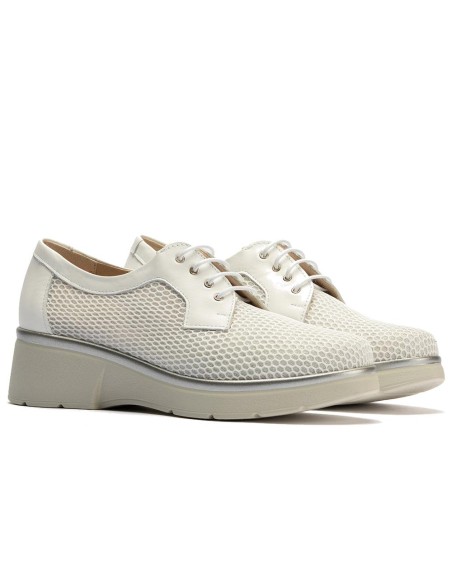JucaZapatos - Pitillos 11241 - BLANCO - Blucher con cordones, cuña y tejido Blanco