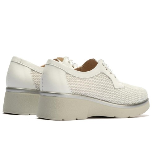 JucaZapatos - Pitillos 11241 - BLANCO - Blucher con cordones, cuña y tejido Blanco