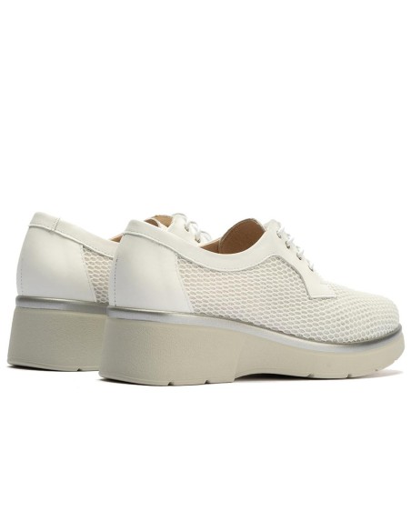 JucaZapatos - Pitillos 11241 - BLANCO - Blucher con cordones, cuña y tejido Blanco
