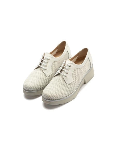 JucaZapatos - Pitillos 11241 - BLANCO - Blucher con cordones, cuña y tejido Blanco