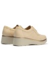 JucaZapatos - Pitillos 11241 - CREMA - Blucher con cordones, cuña y tejido Crema