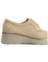 JucaZapatos - Pitillos 11241 - CREMA - Blucher con cordones, cuña y tejido Crema