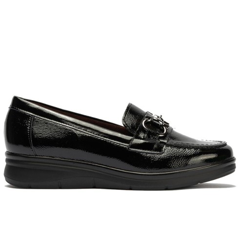 JucaZapatos - Pitillos 11502 - NEGRO - Mocasín en Charol con Adorno Negro