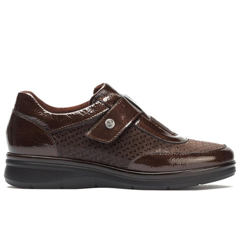 JucaZapatos - Pitillos 11504 - MARRON - Deportivo con Velcro combinado Charol con Lycra Marrón