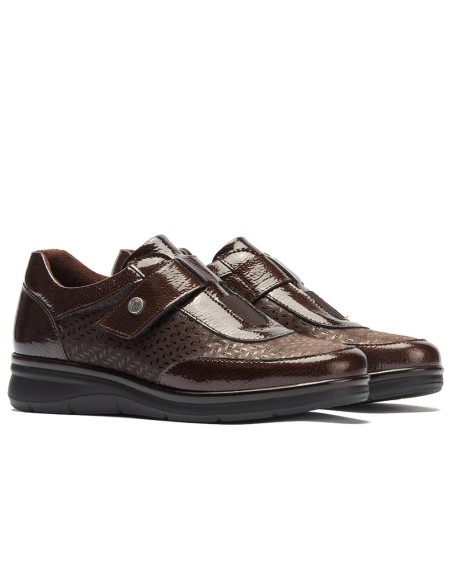 JucaZapatos - Pitillos 11504 - MARRON - Deportivo con Velcro combinado Charol con Lycra Marrón