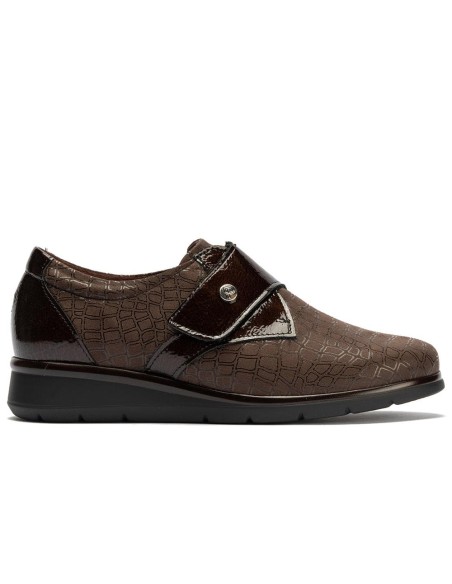 JucaZapatos - Pitillos 11510 - MARRON - Blucher de velcro combinado lycra con charol Marrón