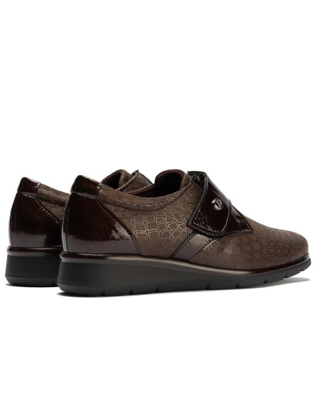 JucaZapatos - Pitillos 11510 - MARRON - Blucher de velcro combinado lycra con charol Marrón