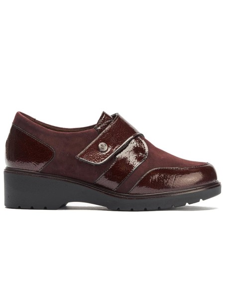 JucaZapatos - Pitillos 11524 - BURDEOS - Blucher con velcro combinado charol con ante Burdeos