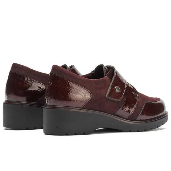 JucaZapatos - Pitillos 11524 - BURDEOS - Blucher con velcro combinado charol con ante Burdeos