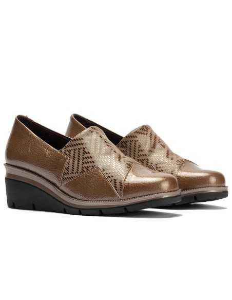 JucaZapatos - Pitillos 11531 - TOPO - Abotinado combinado charol con lycra Topo