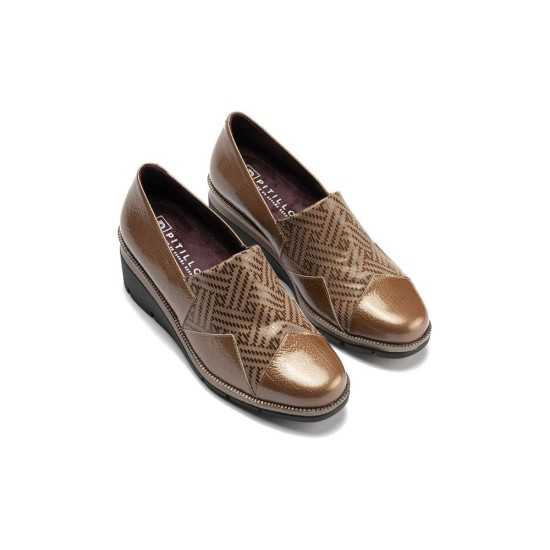 JucaZapatos - Pitillos 11531 - TOPO - Abotinado combinado charol con lycra Topo