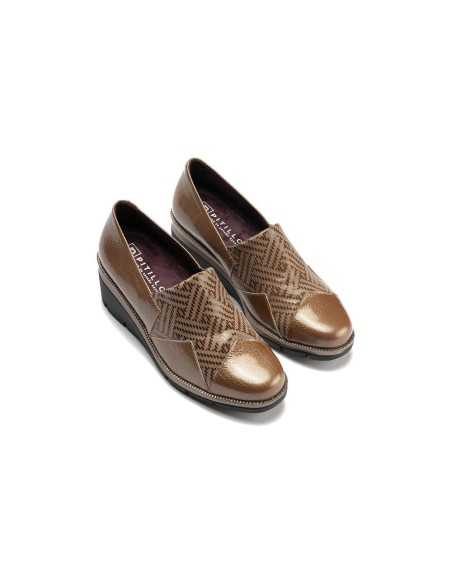 JucaZapatos - Pitillos 11531 - TOPO - Abotinado combinado charol con lycra Topo