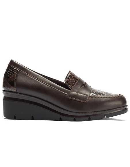 JucaZapatos - Pitillos 11535 - MARRON - Mocasín combinado napa con serpiente charol Marrón