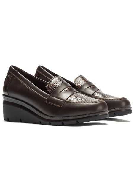 JucaZapatos - Pitillos 11535 - MARRON - Mocasín combinado napa con serpiente charol Marrón