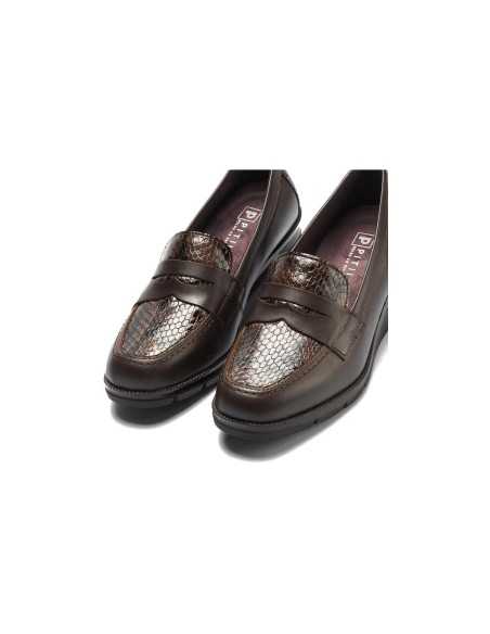 JucaZapatos - Pitillos 11535 - MARRON - Mocasín combinado napa con serpiente charol Marrón