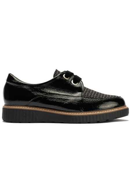 JucaZapatos - Pitillos 11555 - NEGRO - Blucher cordón terciopelo combinado charol con tejido Negro