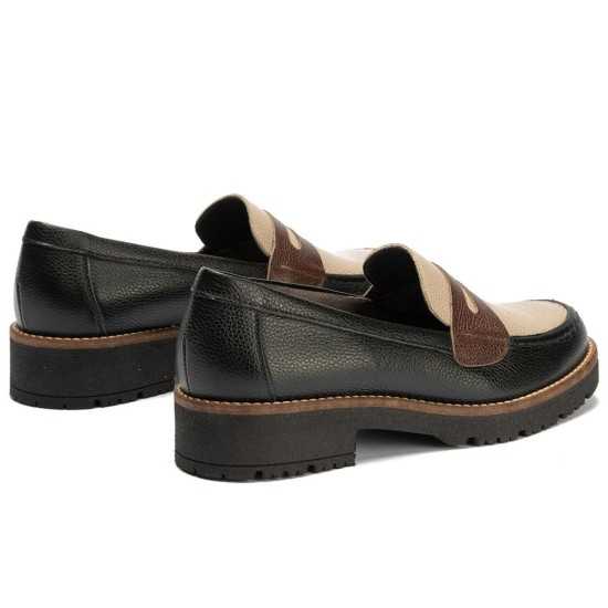 JucaZapatos - Pitillos 11564 - NEGRO/TOPO/MARRON - Mocasín antifaz con napa con grano combinado Negro-Topo-Marrón