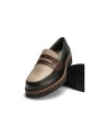 JucaZapatos - Pitillos 11564 - NEGRO/TOPO/MARRON - Mocasín antifaz con napa con grano combinado Negro-Topo-Marrón