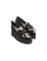JucaZapatos - Pitillos 11570 - NEGRO/BEIGE - Mocasín combinado napa con animal print con adorno Negro-Beige