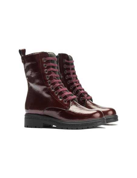 JucaZapatos - Pitillos 11574 - BURDEOS - Bota militar en charol con cremallera Burdeos