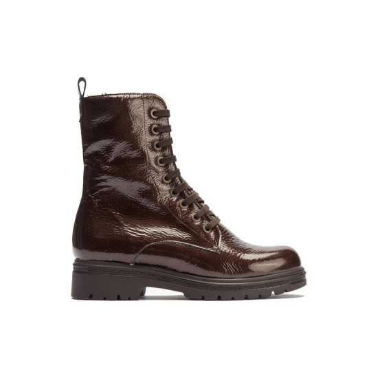 JucaZapatos - Pitillos 11574 - MARRON - Bota militar en charol con cremallera Marrón