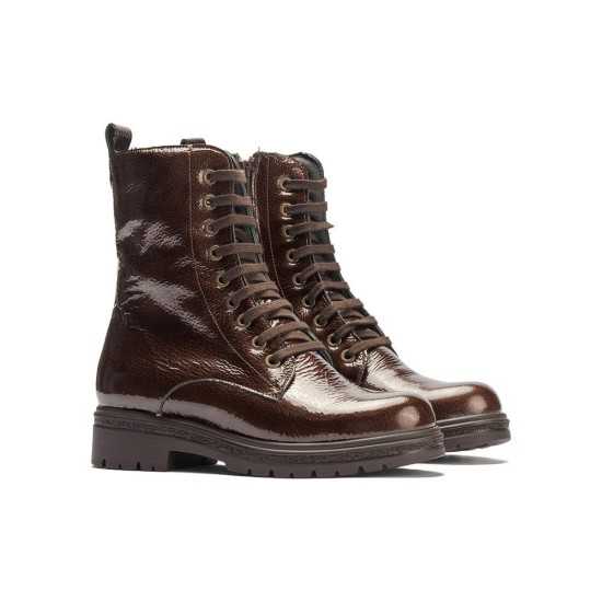 JucaZapatos - Pitillos 11574 - MARRON - Bota militar en charol con cremallera Marrón