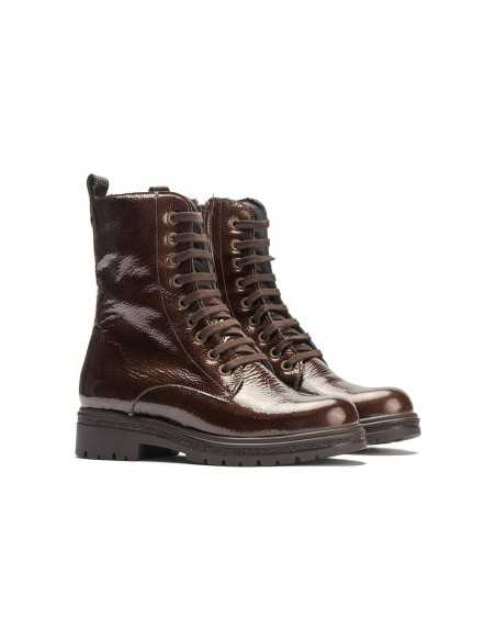 JucaZapatos - Pitillos 11574 - MARRON - Bota militar en charol con cremallera Marrón