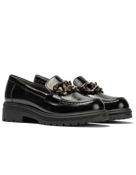 JucaZapatos - Pitillos 11576 - NEGRO - Mocasín en charol con adorno Negro