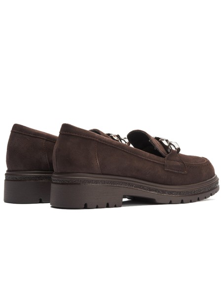 JucaZapatos - Pitillos 11578 - MARRON - Mocasín en ante con adorno Marrón