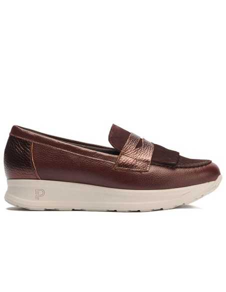 JucaZapatos - Pitillos 11602 - BURDEOS - Mocasín antifaz flecos combinado napa grano, ante y laminado Burdeos
