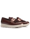 JucaZapatos - Pitillos 11602 - BURDEOS - Mocasín antifaz flecos combinado napa grano, ante y laminado Burdeos